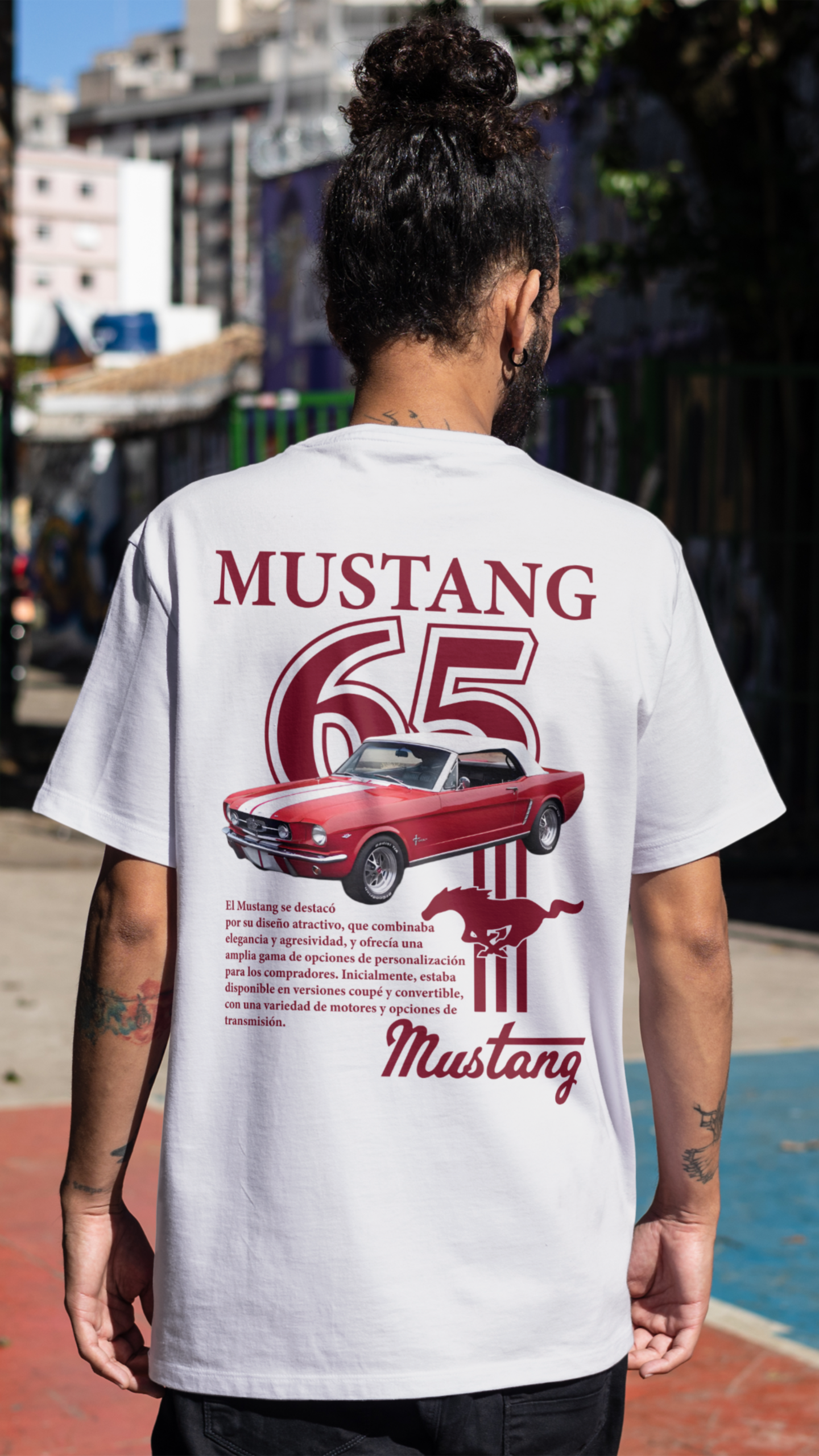 Mustang 65 Vintage Car Graphic T-Shirt | BoldFrog Apparel.